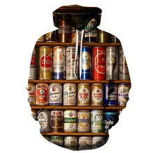 Для Мужчин's 3D Толстовка 3d принт пиво Толстовка Для мужчин, металл, куртка с капюшоном с рисунком из аниме Харадзюку толстовка из двух предметов: толстовка с капюшоном и рисунком котенка Для мужчин's и Для женщин Одежда для пребывания на открытом воздухе