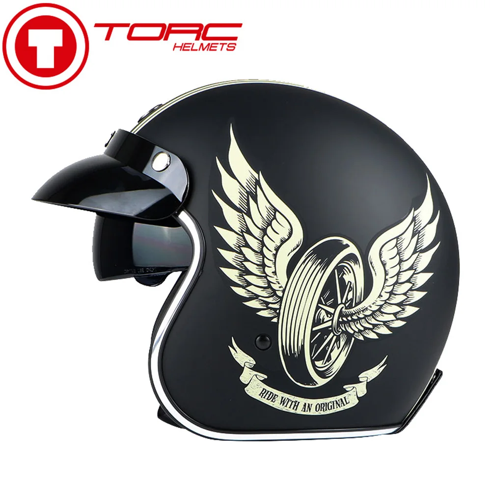 Винтажный мотоциклетный шлем TORC FLYING для мотокросса с открытым лицом реактивных