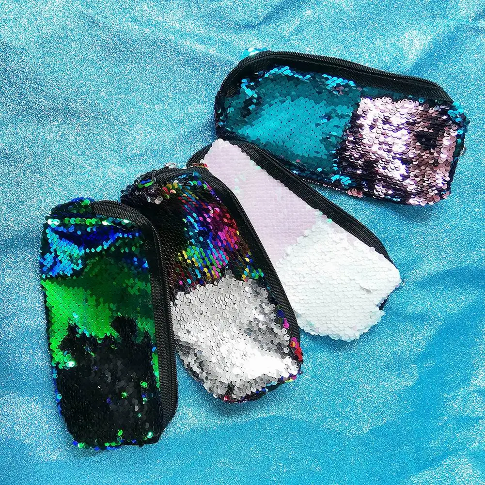 

New Super Pencil Case sequin stationery pencil case European and American fish sequin stationery storage bag Ladies