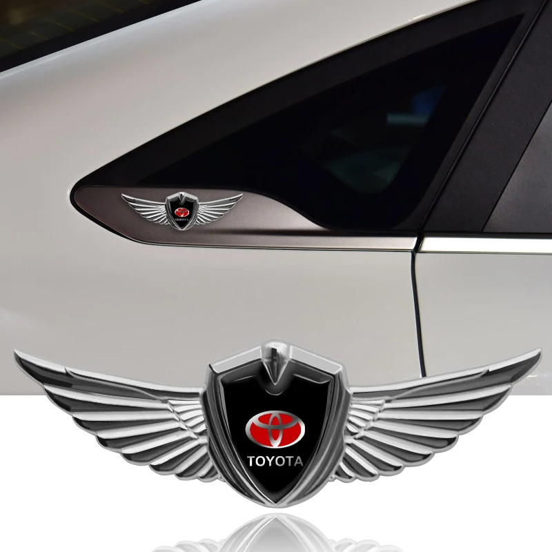 For Toyota C-hr Prado Rav4 Yaris Hilux Prius Avensi Corolla 1PCS Metal Sticker Car 3D Eagle Angel Wings Badge Style Trunk Fender |