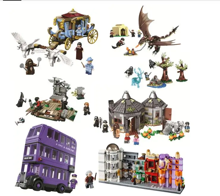 

legoinglys Movie Magic School Carriage Voldemort Clock Tower Building Block Toys Compatible 75945 75946 75957 75958 75965