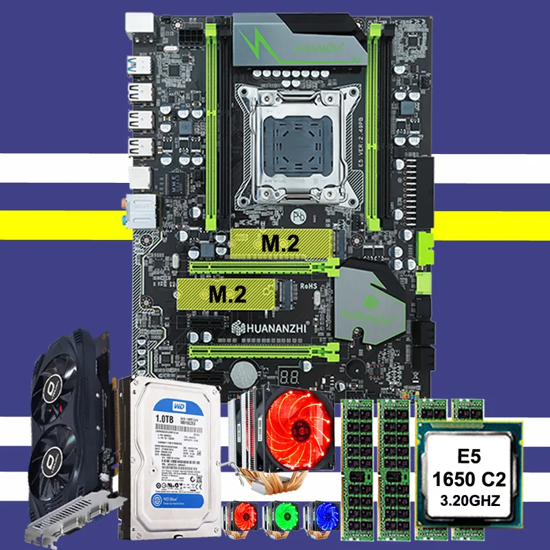 Новое поступление HUANAN X79 материнская плата ЦП Xeon E5 1650 C2 С 6 тепловыми трубками