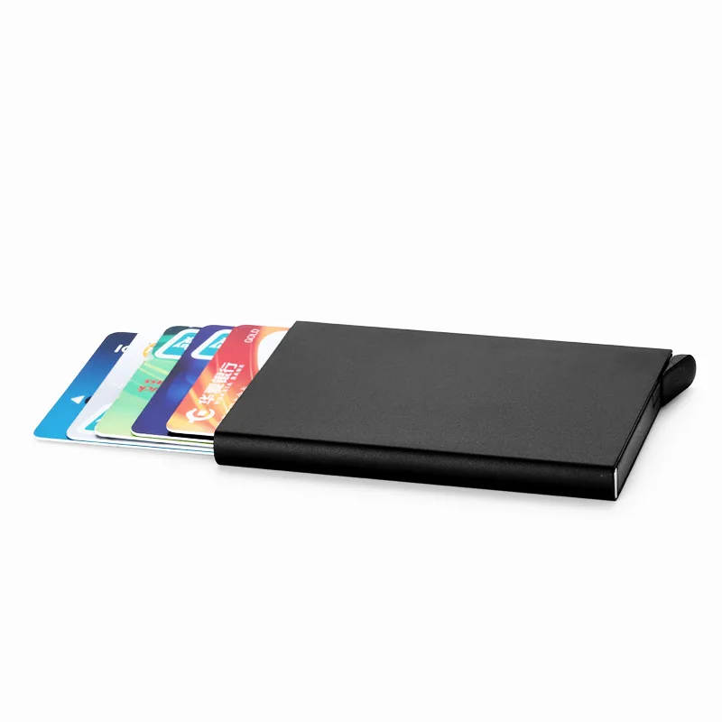 

50pc Credit Card Holder Automatically Business Card Holder Aluminum alloy Men Card Wallet RFID Anti-theft Card Box