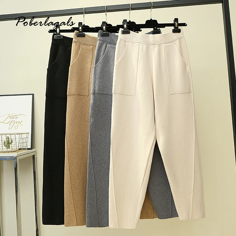 Уличная одежда Повседневные брюки с эластичной резинкой на талии Плотные