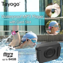 Tayogo IPX8 водонепроницаемый плавательный MP3-плеер гарнитура музыкальный плеер с слотом для карт с функцией перемешивания с наушником для плавания