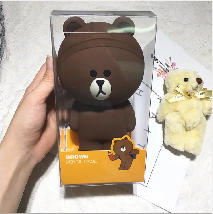 Коала силиконовая ручка сумка для творчества стереоскопический большой емкости милый кролик ручка сумка пенал - Цвет: Brown bear