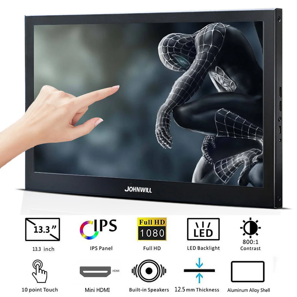 13.3 Touch 1080P 13,3 дюймов, 2 K Портативный компьютерный монитор ПК HDMI PS3 PS4 Xbo x360 1080 P ips ЖК-дисплей светодиодный 15,6 дюймов Дисплей монитор для Raspberry Pi - Цвет: 13.3 Touch 1080P