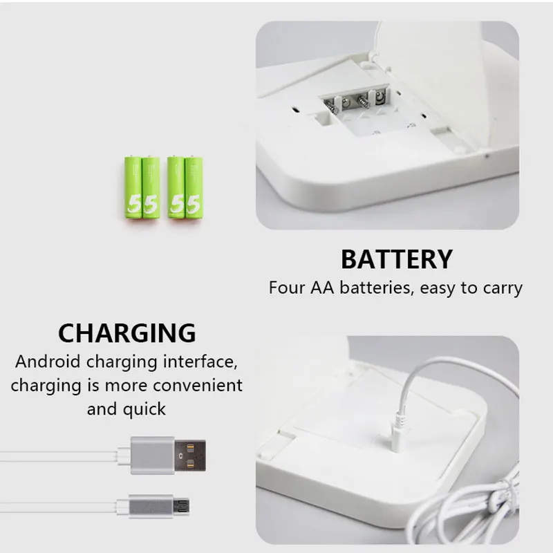 Настольное зеркало для макияжа, usb зарядка, портативный складной светильник, косметическое зеркало, Квадратный светодиодный увеличительное зеркало, инструмент для красоты