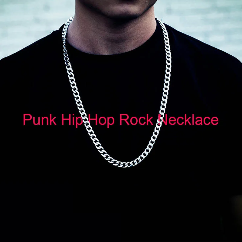 Steel necklace mens jewelry for neck gifts man accessories cuban link chain necklaces black gold hip hop Steampunk | Украшения и