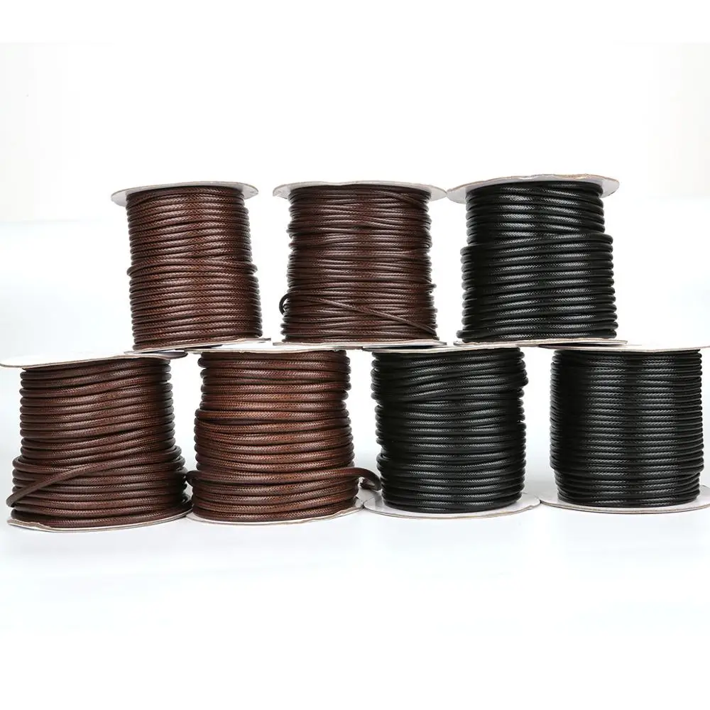 2.5/3/3.5/4/5mm Black/Brown Cotton Waxed Cord Leather Thread String Strap Necklace Rope For DIY Jewelry Making Supplies | Украшения и