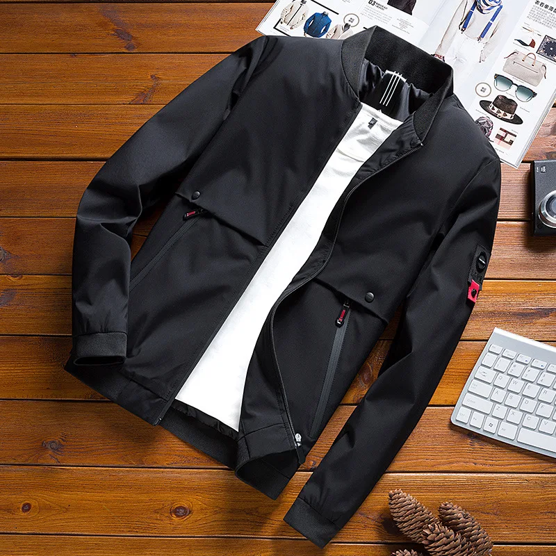 

2019 Spring New Style Men Youth Casual Slim Fit Breathable Stand Collar Solid Color Coat Jacket