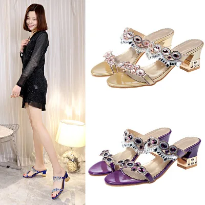 Sale Rhinestone Slippers Sandals Korean-Version Fashion Ladies Thick Summer The with Models LWydeM7RV