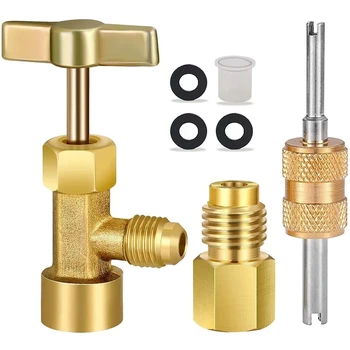 

R134A Canned Faucet Valve Refrigerator Dispenser Tool, Suitable for Air Conditioning Manifold Flon Charging Hose