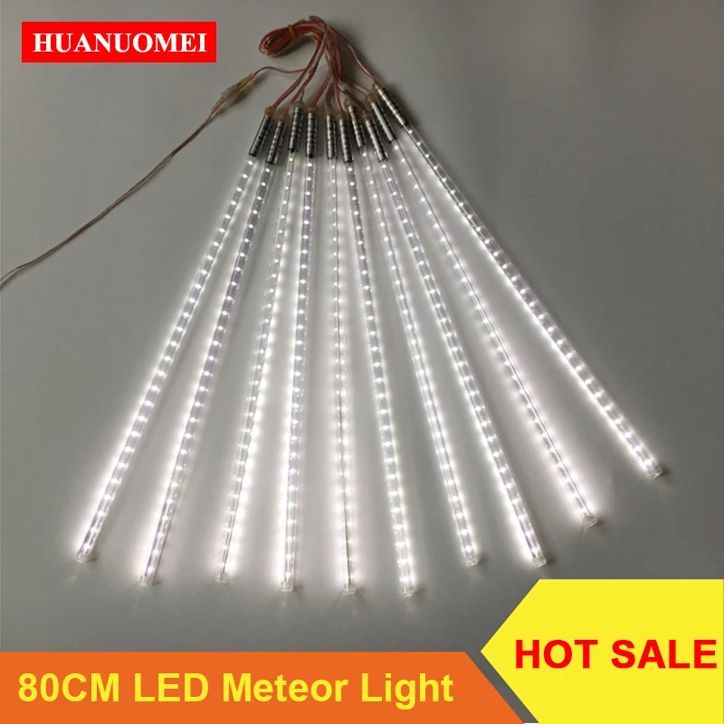 DC7V 80CM LED Meteor Lights Outdoor Street Tree Garden Decoration Landscape Tube Red Green Blue Yellow White RGB Colorful Lamp