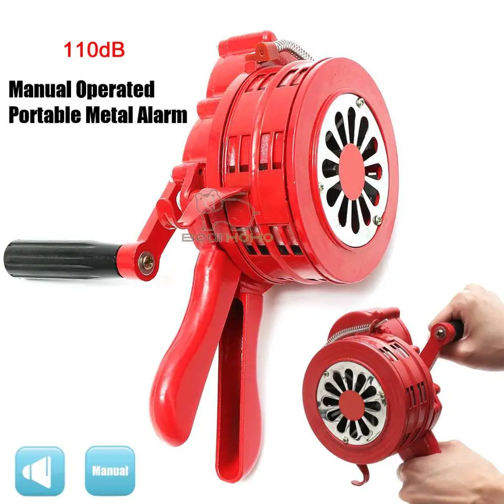 110dB Manual Metal Alarm Hand Crank Siren Horn Air Raid Emergency