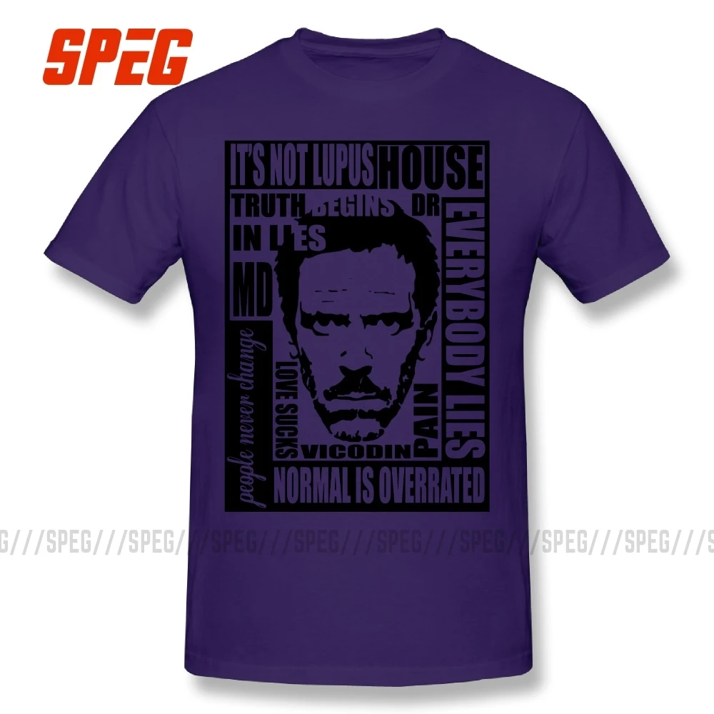 Дизайнерская футболка House MD Everybody Lies футболка Dr House Забавные футболки мужские облегающие футболки Популярные Молодежные размера плюс - Цвет: Фиолетовый