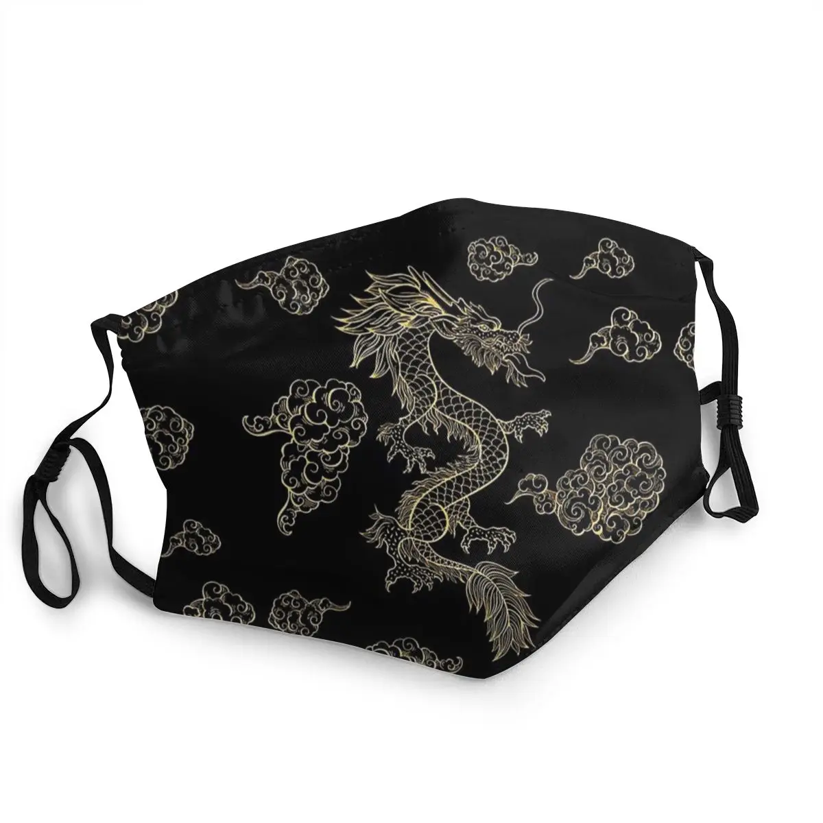 Golden Chinese Dragon Dancing Unisex Reusable Face Mask Asian China Anti Haze Dust Protection Cover Respirator Mouth Muffle | Аксессуары