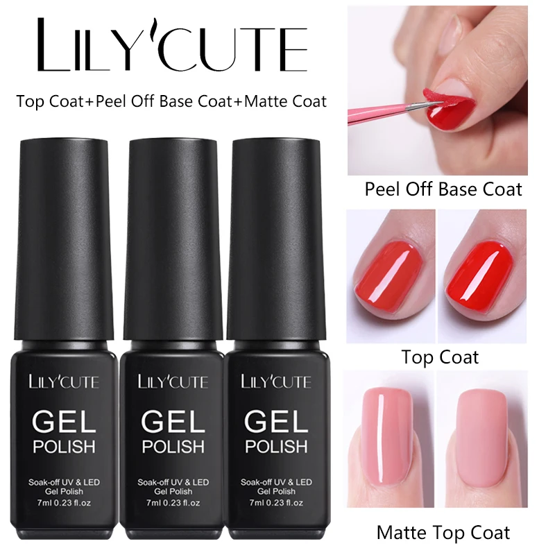 7ml Set 2 LILYCUTE верхнее базовое пальто набор замочить УФ-гель для ногтей 5 мл 7 мл без вытирания растрескивание удаление основы верхнее покрытие лак прозрачный гель - Цвет: 7ml Set 2