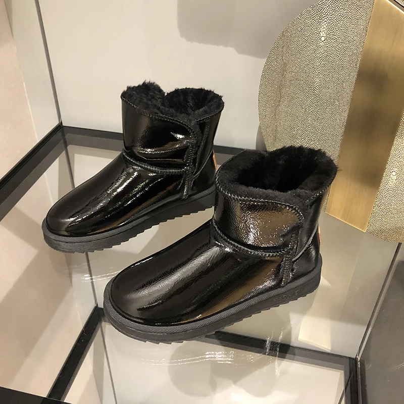 New Winter Women Boots Plus Plush Keep Warm Patent Leather Snow Boots Comfortable Non-slip Australia Emu Boots