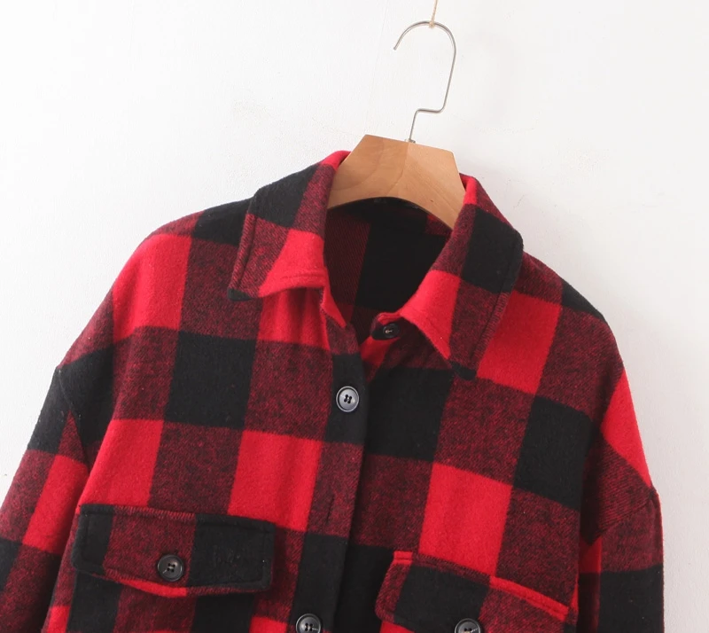 Женское хлопковое шерстяное пальто больших размеров, осенняя плотная блузка с отложным воротником, свободная верхняя одежда XB9612