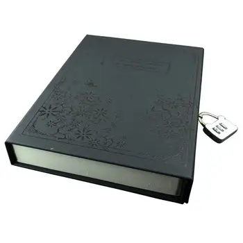 

Vintage Style Hard Cover Diary Notebook Journal Notepad with Code Lock Planners (Black)