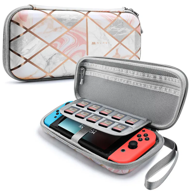 Marble Mumba Deluxe Ulta тонкий жесткий чехол для путешествий Чехол для nintendo Switch-Вмещает 10 игровых картриджей-розовый мрамор - Цвет: Marble