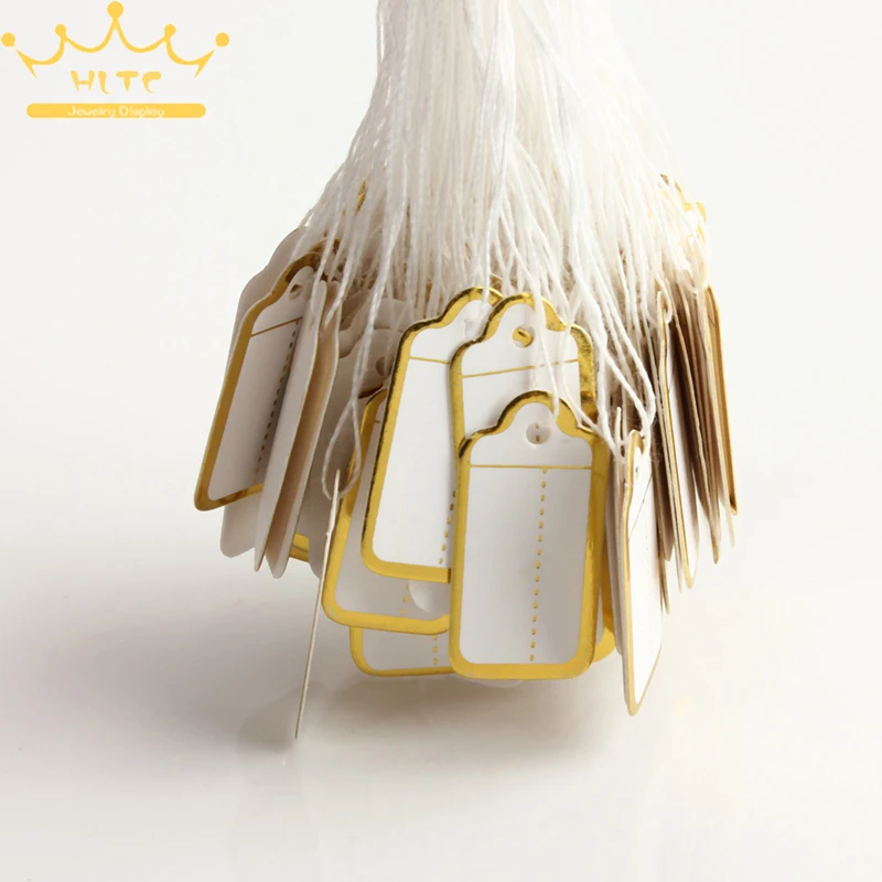 500 Pcs Jewelry Strung Pricing Price Tags with String Silver Merchandise Cloth Label Price Label