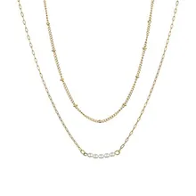 

2022 New Fashion Women Elegant Double Layer Pearl Pendant Necklace Women Sexy Party Clavicle Chain Necklace Valentine's Day Gift