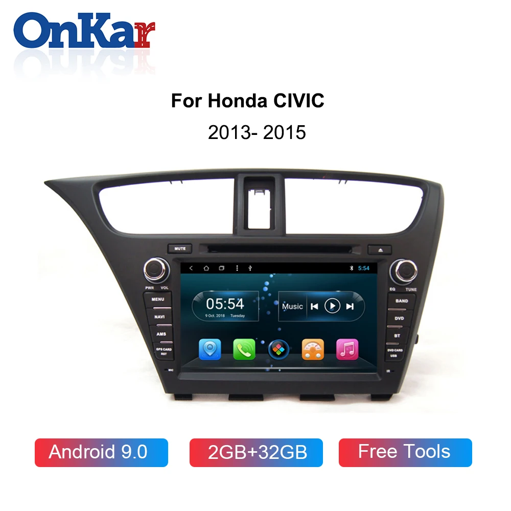 Автомобильный радиоприемник ONKAR 1din для Honda Civic 2013 2014 2015 Android 9 0 RDS радио 6 ГБ + 128 CD DVD
