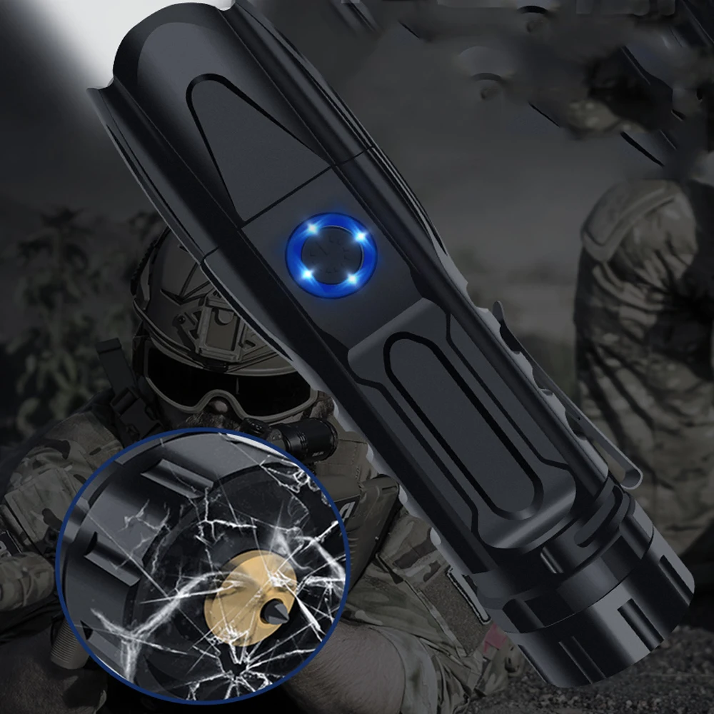 Самый мощный XHP90.2 светодиодный фонарь Xlamp тактический Водонепроницаемый фонарь с умным управлением чипом с нижним конусом с зарядкой от USB
