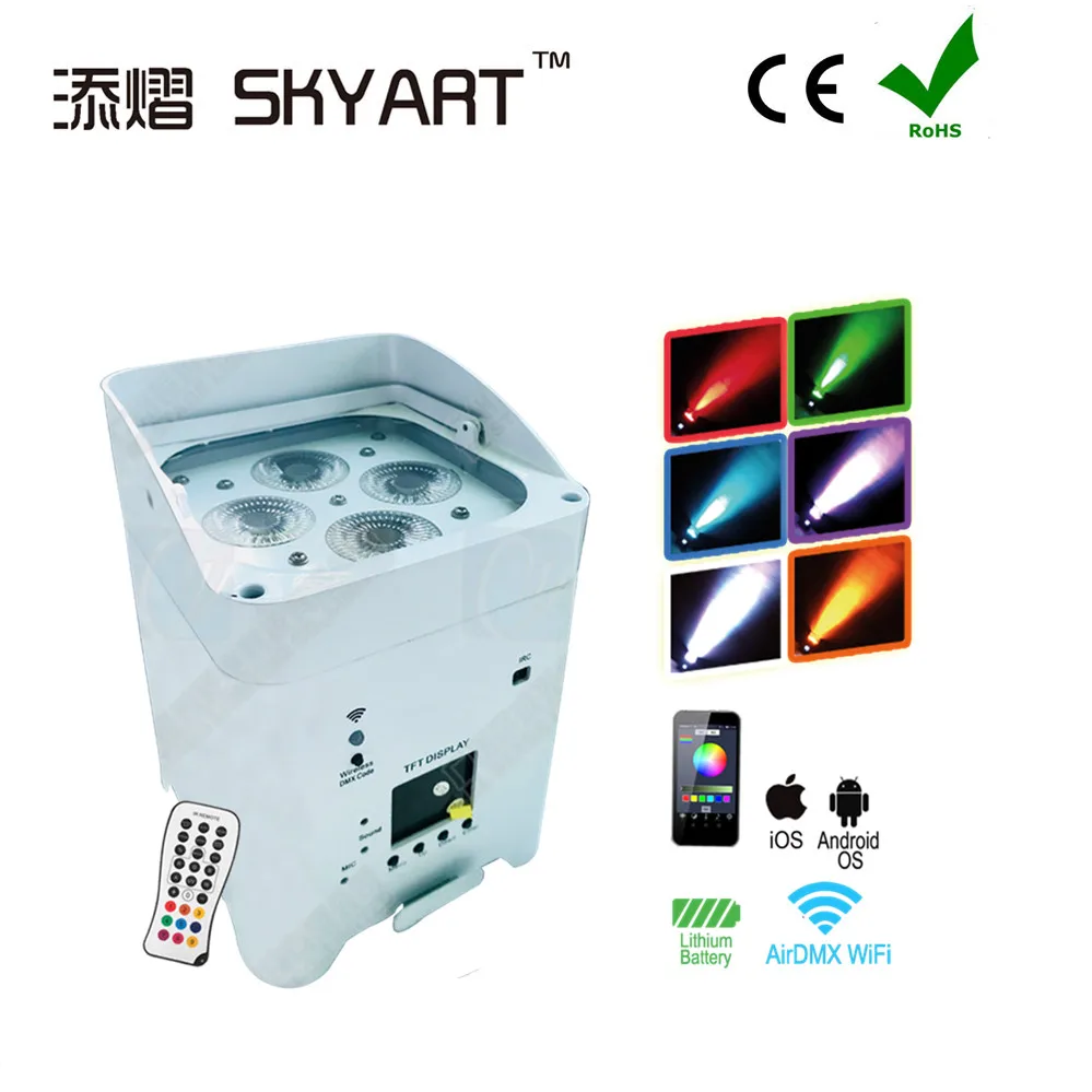 Спонсированная 4LED * 18 Вт RGBWA + УФ батарея питание беспроводной DMX PAR Может DJ