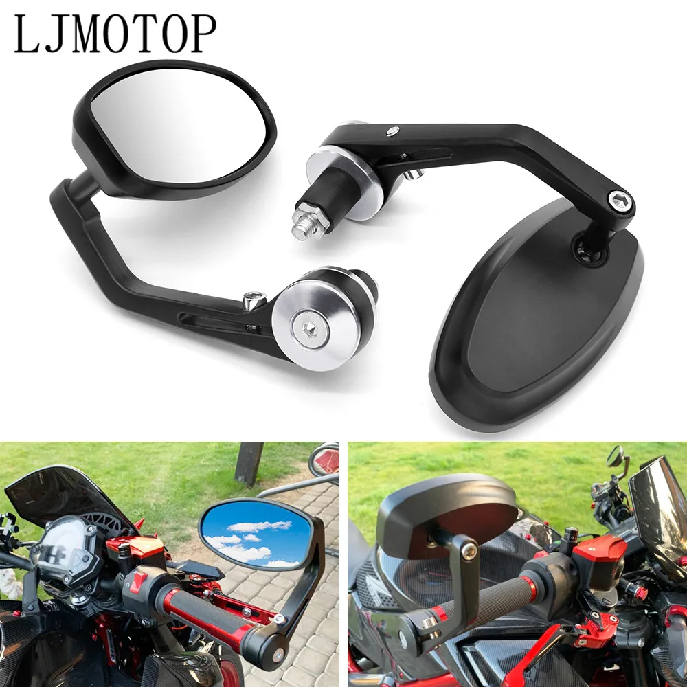 For Suzuki GSF 1250 1200 650 BANDIT GSX 1400 650F 7/8&quot 22mm Motorcycle Mirror Handle Bar End Rearview Side White Glass | Автомобили и
