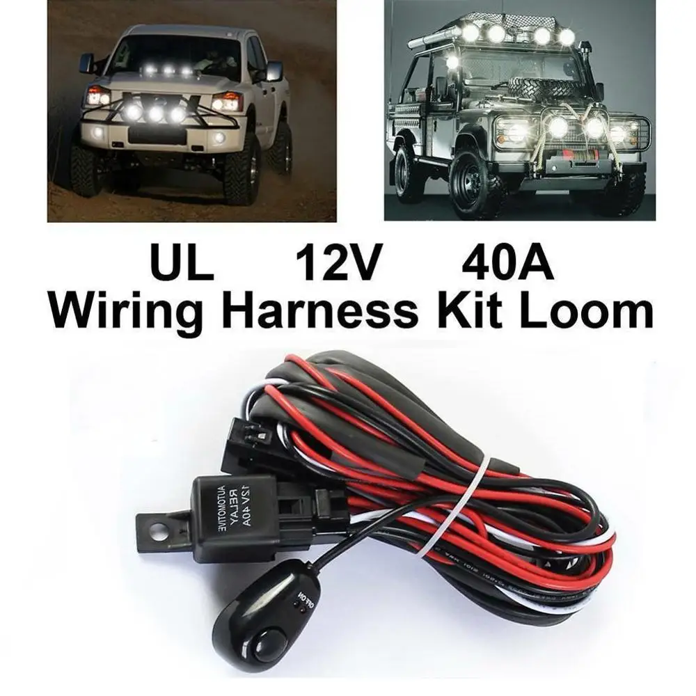 

1Pcs Universal Hareness Kit 1 to 2 Led Light Bar Cable Switch Relay Auto Work Driving Fog light For Trucks ATV UTV SUV Boat
