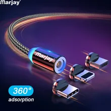 Магнитный Micro USB кабель Marjay для быстрой зарядки Xiaomi Redmi huawei, кабель type-C для samsung, магнитное зарядное устройство, USB шнур для iPhone8