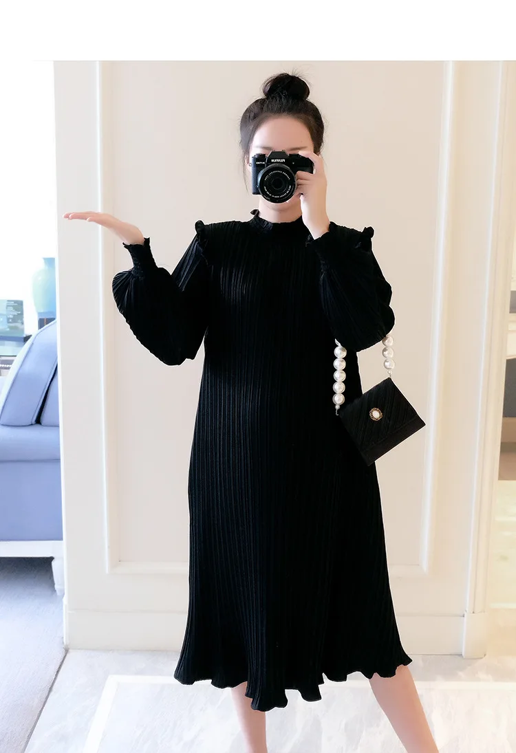 New Spring Maternity Dresses Fashion Chiffon Pleated Long Pregnancy Dress 2020 Casual Loose Maternity Clothes For Pregnant Women (19)