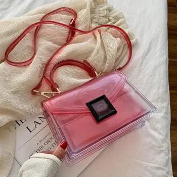 

Candy colors Transparent Jelly Tote bag 2020 Summer New High quality PVC Women's Designer Handbag Lock Shoulder Messenger Bag
