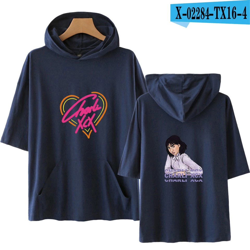 Charli XCX Women's Short sleeve T-shirt New summer hoodies number pocket tee shirt - Цвет: Зеленый