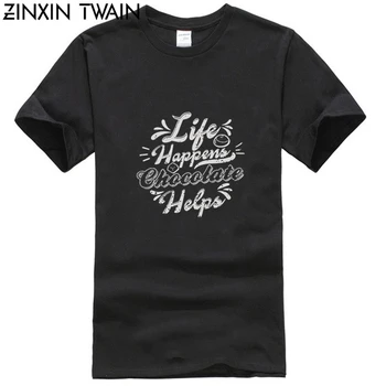 

Chocolate Shirt Life Happens Chocolate Helps T-Shirt Chocolate Gift Hot Chocolate Shirt Chocolate Lover Tee Women Men T-Shirt