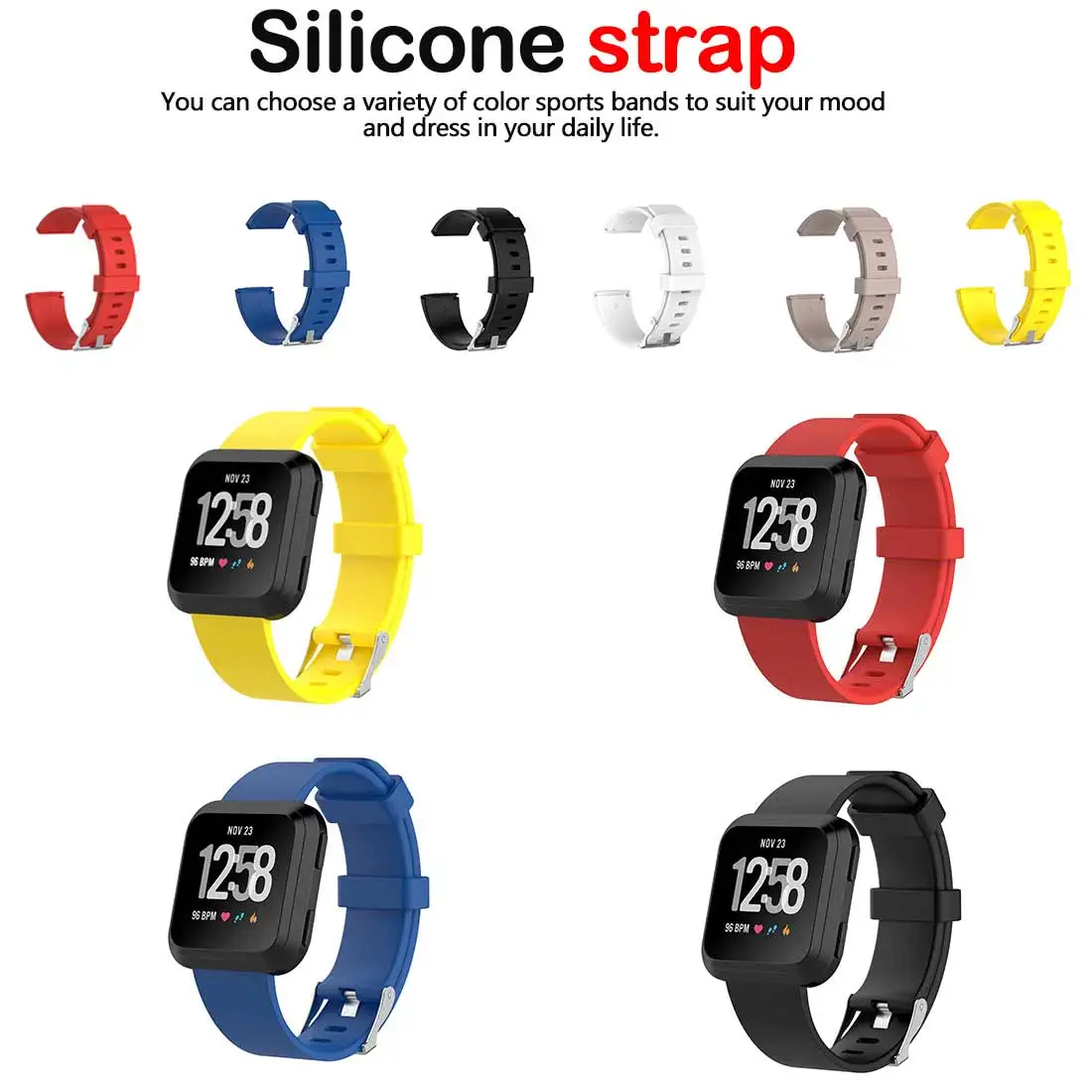 

Wristband Watch Band Silicone Replacement Sport Wristband Watch Band Strap for Fitbit Versa Bracelet Wrist Watchband