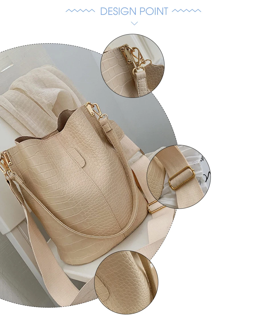 TTOU Для женщин сумка-мешок большой Ёмкость из искусственной кожи Повседневное пряжки Кошелек Сумочка через плечо из крокодиловой кожи ретро Винтаж рюкзак