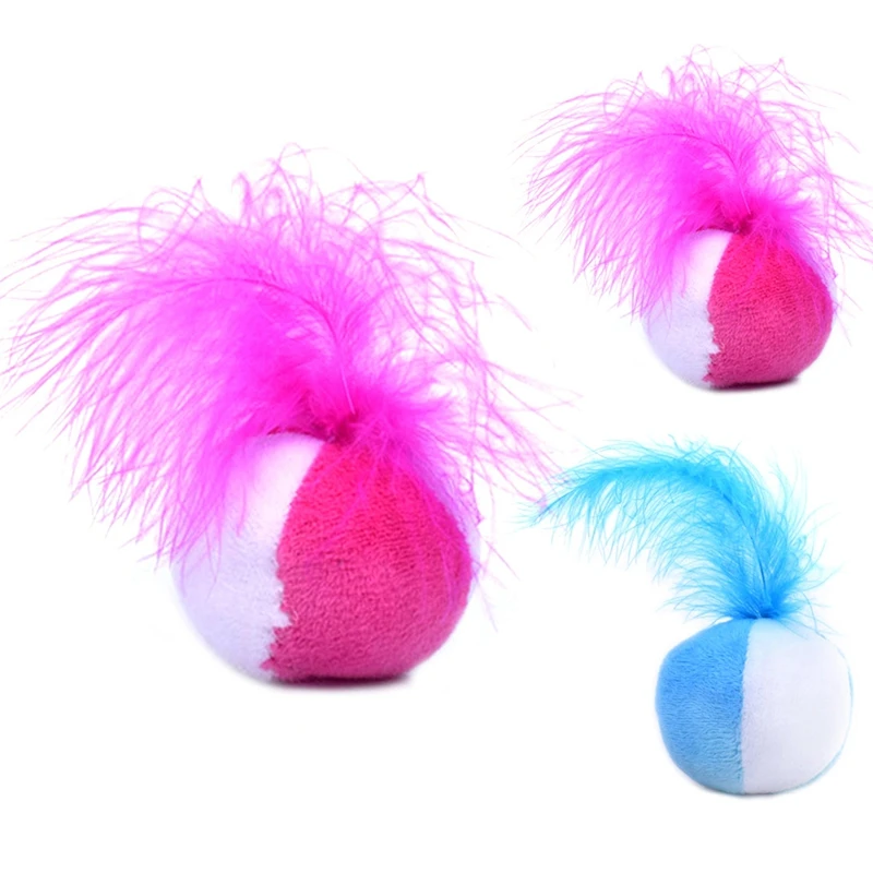 Legendog-Bola de hierba gatera de peluche para gato, juguete creativo de plumas de imitación, campana suave para gato de juguete, bola divertida, juguetes interactivos de entrenamiento