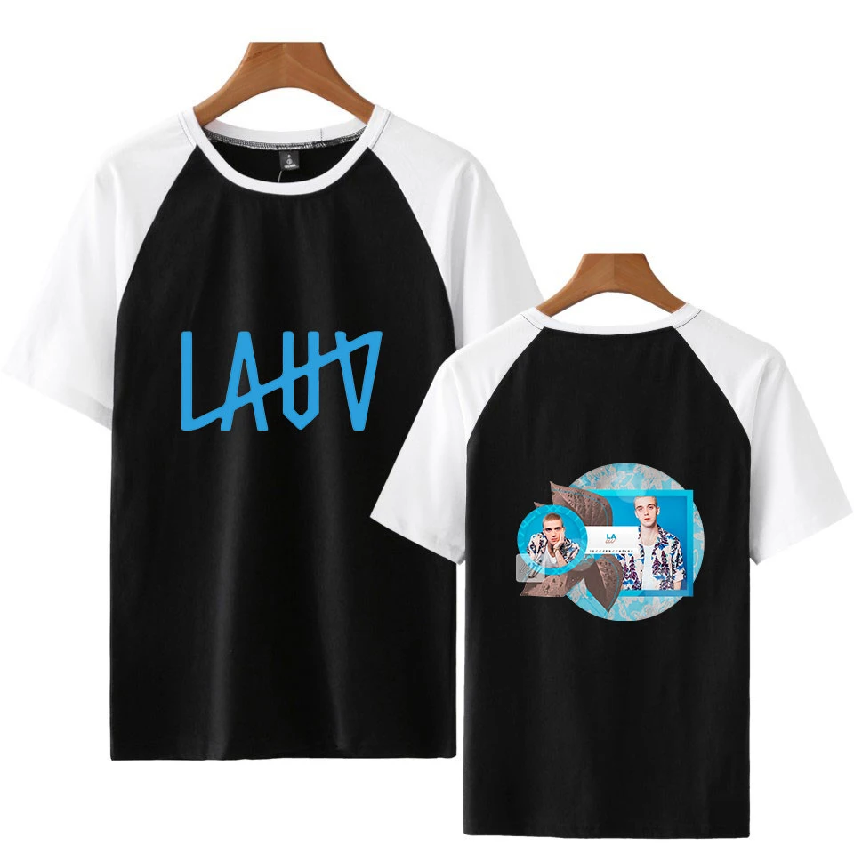 LAUV-2D принт хлопок летняя Лоскутная футболка для мужчин короткий рукав черный серый harajuku