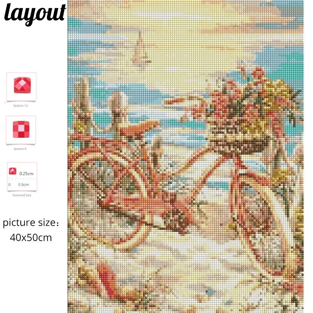 Huacan Diamond Painting Flower and Bicycle Picture Of Rhinestone Full Square Embroidery Mosaic Gift|Алмазная мозаика| |