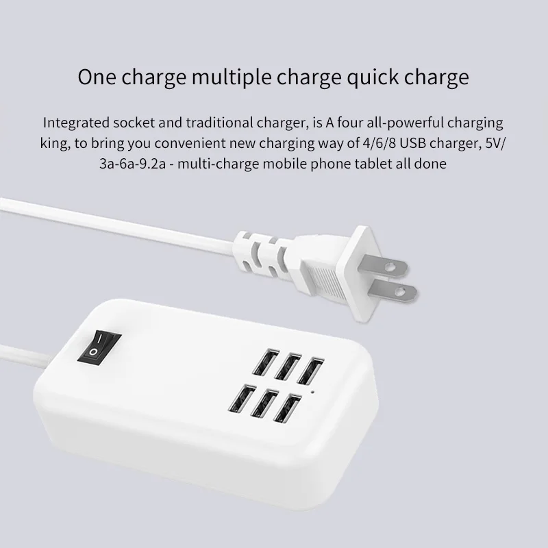 6 в 1 USB адаптер питания 6 портов Быстрая зарядка USB зарядное устройство для мобильного телефона зарядное устройство для samsung huawei LG Iphone адаптер EU/US штекер