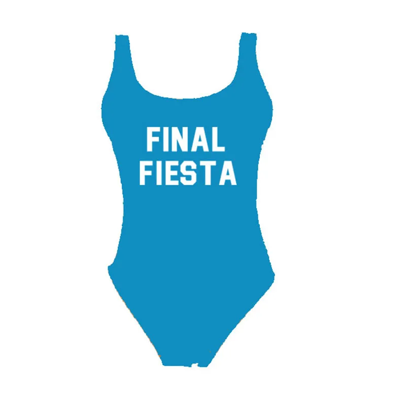 

2019 New One Piece Swimsuit FINAL FIESTA Letter Print Women Summer Sport Suit Backless Swimwear Sexy Bathing Beachwear Bodysuit