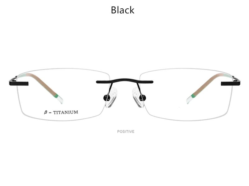 Очки без оправы из титанового сплава, Мужская оптическая оправа для близорукости, Безвинтовые очки, мужские ультралегкие квадратные очки по рецепту - Цвет оправы: Черный