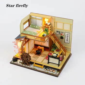 

Star firefly Wooden Japanese doll house Karuizawa's forest holiday Miniature DIY dollhouse With Furnitures Toys For kids Gift