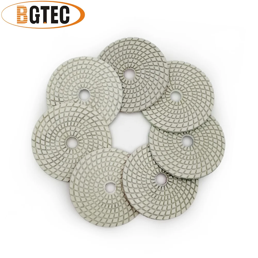 

BGTEC 4inch 7pcs Professional wet diamond flexible polishing pads 100mm sanding disc for granite, marble, ceramic