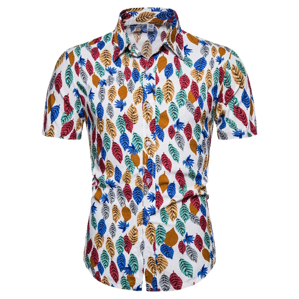 Новые летние мужские пляжные Гавайские рубашки с цветочным принтом, тропические повседневные блузки с коротким рукавом размера плюс 3XL, Мужская модная одежда s - Цвет: White