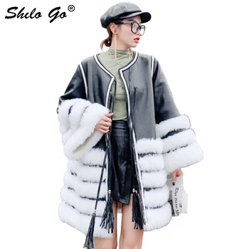 

Double Faced Fur Coat Highstreet Tassel Lace Up Flare Sleeve Fox Fur Detail A Line Long Coat Women Winter Casual Plus Outwear